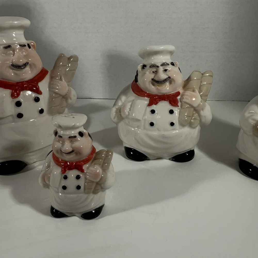 Italian Fat Chef 3D Ceramic Lot of 5 Pieces | Towel,‎ Utensil, Soap, Sponge READ